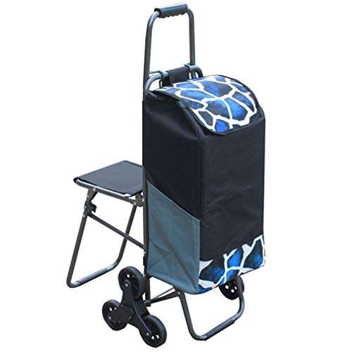 Carritos De La Compra, 6 Ruedas Subir Escaleras Silla Plegable Carrito De Compras Carro De Personas Mayores Black