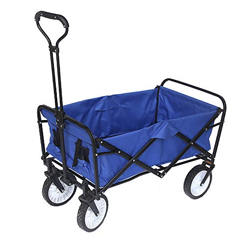 Carro para PíCnic/Carro Portasillas Playa/Transporte para JardíN Carro para/Carro De Compra 4 Ruedas Carga MáXima 50 Kg,Blue