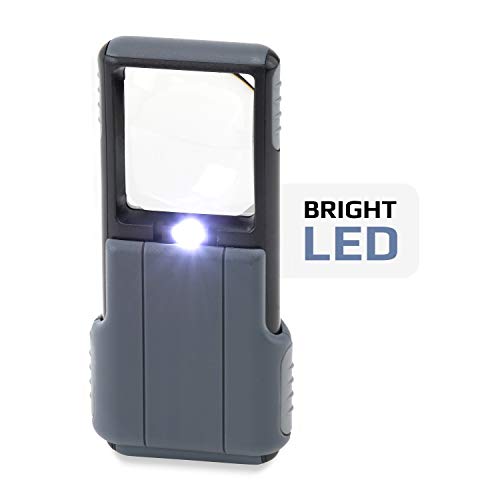 Carson MiniBrite Lupa Asférica de 5x Deslizable, con Luz LED y Funda Protectora