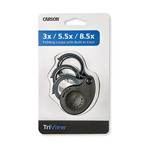 Carson TriView Lupa Plegable de 3x/5.5x/8.5x con Estuche Integrado