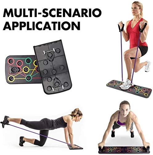 Casa Gimnasio Musculacion Kit, 1 Soportes para Flexiones Push Up Board, 2 Banda Elastica Fitness, 1 Cuerda para Saltar, 1 Fortalecedores de Mano Hand Grip Strengthener, Ejercicio en Casa Mujer Hombre