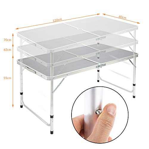 Casaria Mesa de Aluminio Plegable XXL 4 taburetes Plegables función de Maleta Camping Transporte fácil Gris jardín