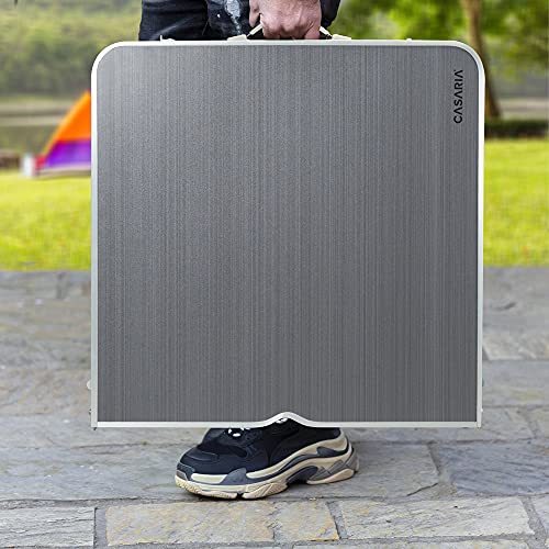 Casaria Mesa de Aluminio Plegable XXL 4 taburetes Plegables función de Maleta Camping Transporte fácil Gris jardín