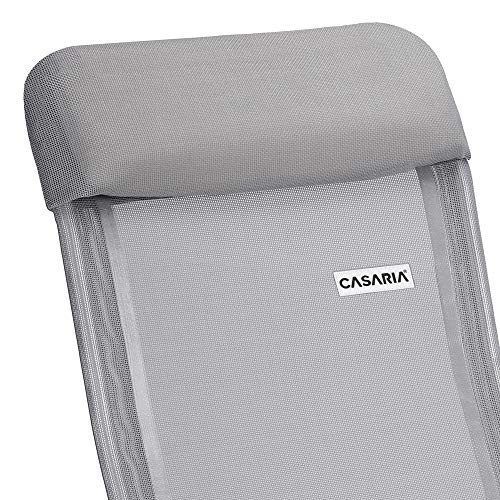 CASARIA Set de 2 sillas Plegables de Aluminio con Respaldo Alto reclinable Transpirable para jardín balcón terraza Exterior