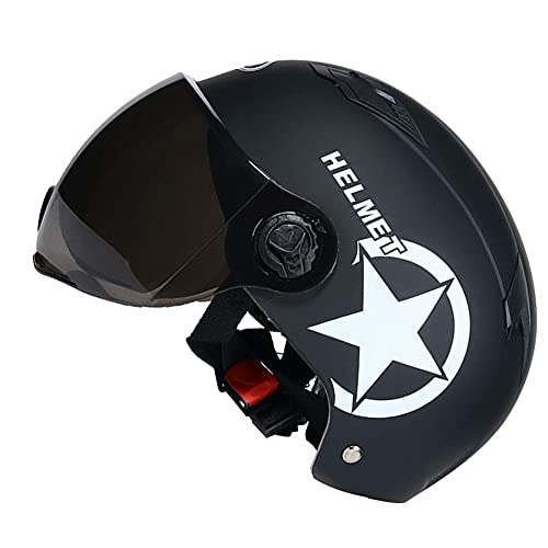 Casco De Scooter Eléctrico Motocicleta Medio Casco Casco Abierto Casco Casco De Chorro con Visor E-Scooters Sombrero De Seguridad Casco para Scooter Eléctrico Negro