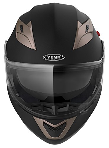 Casco Moto Modular ECE Homologado - YEMA YM-925 Casco de Moto Integral Scooter para Mujer Hombre Adultos con Doble Visera-Negro Mate-L