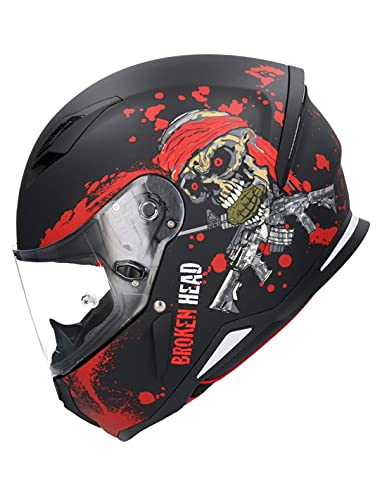 Casco Shiro SH-890 Broken Head Negro Mate Y Rojo EDICION Limitada HOMOLOGADO Unisex con PINLOK Incluido M