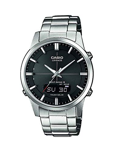 Casio WAVE CEPTOR Reloj Radiocontrolado y solar, Cristal de zafiro, Caja sólida, Negro, para Hombre, con Correa de Acero inoxidable macizo, LCW-M170D-1AER