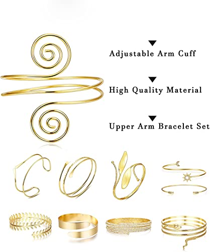 CASSIECA 10 Uds Brazalete para Brazo Superior Brazalete para Mujer Brazalete Ajustable Dorado Brazalete para Brazo Superior Brazalete Boho Joyería