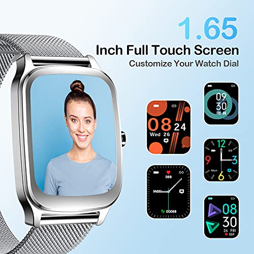 CatShin Smartwatch Mujer Reloj Inteligente Hombre Impermeable con Pulsómetro, Podómetro, Calorías, Brújula, 1.65 Pulgadas Pulsera Actividad Relojes Inteligentes Deportivo para Android iOS