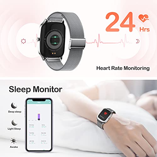 CatShin Smartwatch Mujer Reloj Inteligente Hombre Impermeable con Pulsómetro, Podómetro, Calorías, Brújula, 1.65 Pulgadas Pulsera Actividad Relojes Inteligentes Deportivo para Android iOS