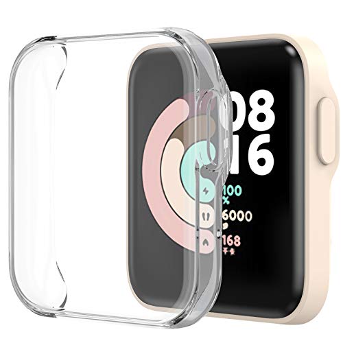 CAVN Protector de Pantalla Compatible con Xiaomi Mi Watch Lite/Redmi Watch Lite, Funda Suave TPU Protector [2-Piezas], Anti-Rasguños Ultra Transparente Protección Funda para Mi Watch Lite