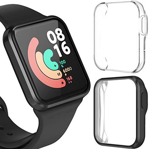 CAVN Protector de Pantalla Compatible con Xiaomi Mi Watch Lite/Redmi Watch Lite, Funda Suave TPU Protector [2-Piezas], Anti-Rasguños Ultra Transparente Protección Funda para Mi Watch Lite