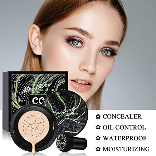 CC Crema, Cojín De Aire BB Cream, Cojín De Aire CC Cream, La Cabeza De Hongos BB Cream, Cojín de Aire Mushroom Head Resistente al Agua CC Cream(01 Marfil)