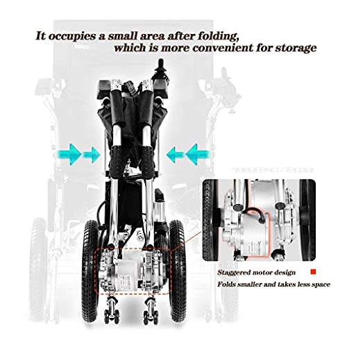 CCAN Silla de Ruedas Ligera, Plegable, eléctrica, para discapacitados, Carrito Plegable, Scooter para discapacitados, Capacidad de acción compensatoria, Silla eléctrica, B, 6Ah Interesting Life