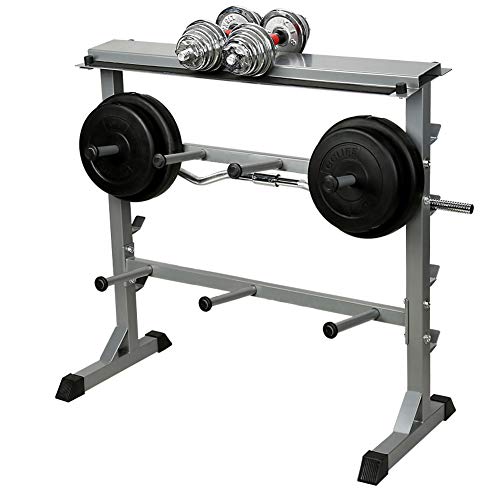 CCLIFE ZERRO Soporte para Barras de Pesas bastidores de Peso Estante de Barra con Pesas una Carga máxima de Aprox. 400 kg, Color:Gris