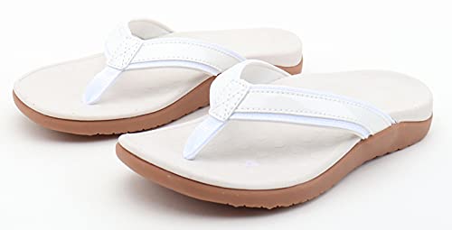 CELANDA Sandalias de Dedo para Mujer Chanclas Apoyo de Arco Antideslizantes Flip Flop Verano Piscina Sandalias de Playa Comodas Caminar Ortopedicas Zapatos Talla Blanco 41EU