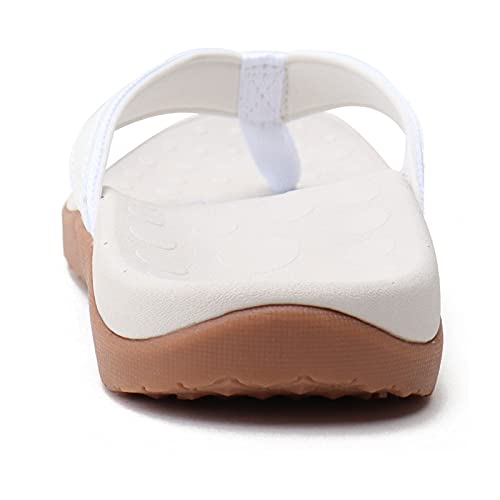 CELANDA Sandalias de Dedo para Mujer Chanclas Apoyo de Arco Antideslizantes Flip Flop Verano Piscina Sandalias de Playa Comodas Caminar Ortopedicas Zapatos Talla Blanco 41EU