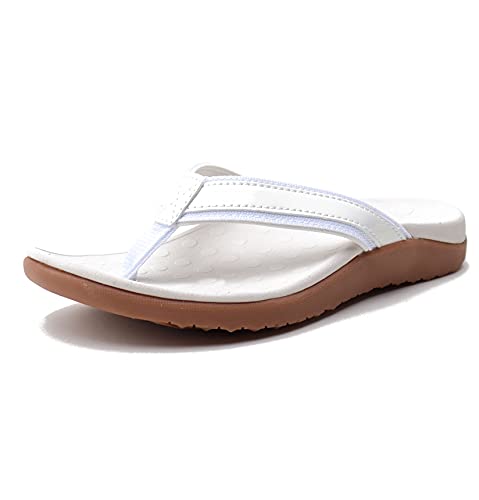 CELANDA Sandalias de Dedo para Mujer Chanclas Apoyo de Arco Antideslizantes Flip Flop Verano Piscina Sandalias de Playa Comodas Caminar Ortopedicas Zapatos Talla Blanco 41EU