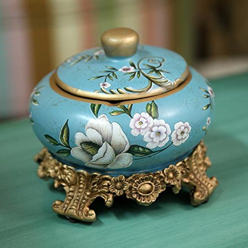 Cenicero Patrón Retro de la Azalea con la decoración de la Sala de Estar de la Tabla de café de la decoración de Las Decoraciones Creativas Masculinas Cubierta (16 * 16 * 14cm) UOMUN