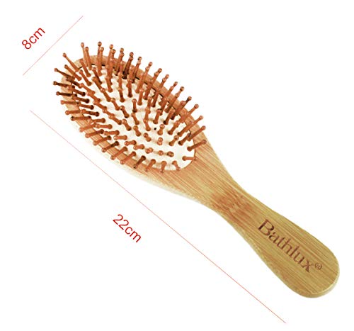 Cepillo Antiestático de Madera de Bambú Natural con Mango, para Cabello con Orificio de Ventilación, Estrecho 22x8cm (90550)