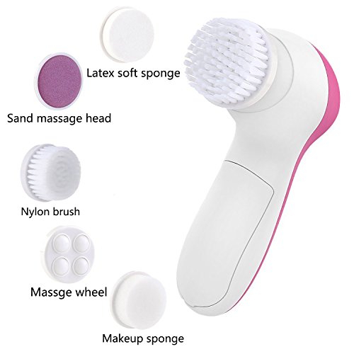 Cepillo Limpiador Facial, Cepillo Facial Exfoliante 5 in 1 Impermeable Limpiador Poros para Quitar la Espinilla Exfoliating y Masajear