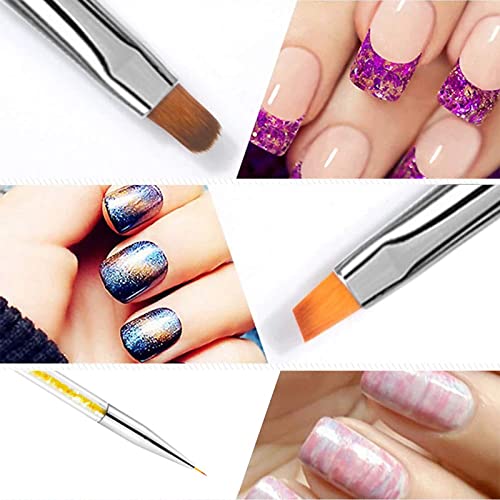 Cepillos para uñas,Kit de 5 Piezas de Plumas de Arte de Uñas, Nail Brushes Double Head punteado de cristal Herramientas de manicura Pintura Dot Pen Nail Art Paint Set