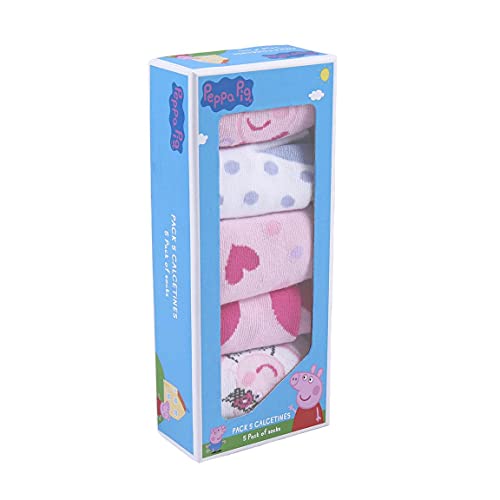 CERDÁ LIFE'S LITTLE MOMENTS 2200007756_T1516-C81 Pack de 5 Calcetines de Algodón de Peppa Pig para Niña con Licencia Oficial Disney, Multicolor, 15-16 para Niñas