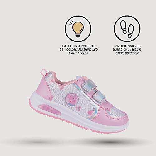 CERDÁ LIFE'S LITTLE MOMENTS Zapatillas con Luces para Niñas de Peppa Pig con Licencia Oficial Nickelodeon, Deportivas, Multicolor, 24 EU