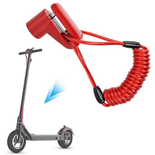 Cerradura De Freno De Disco Profesional, Rueda Antirrobo Frenos De Disco con Cable para Xiaomi Mijia M365 Scooter Eléctrico-Rojo