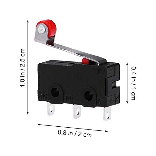 CESFONJER 12 PCS Micro-Roller Palanca Brazo Abierto Cierre Limite Interruptor 125V – 250V 5A PCB Microinterruptor