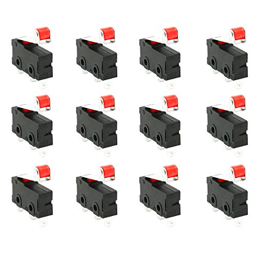 CESFONJER 12 PCS Micro-Roller Palanca Brazo Abierto Cierre Limite Interruptor 125V – 250V 5A PCB Microinterruptor