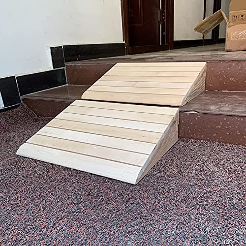 CGDX - Rampas de umbral para sillas de Ruedas para Puertas de 3/4/5/6 Pulgadas de Altura, Paquete de 2 rampas de Madera Maciza para acera, rampa de Entrada de Madera para escalones, escaleras, Scoot