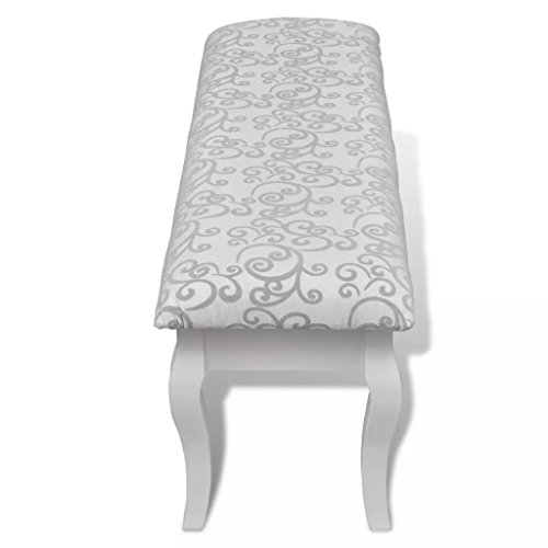 CGTOLOS Banco Acolchado para tocador, 2 plazas,Taburete Pie De Cama, Bancos para Cocina, Blanco 110 cm