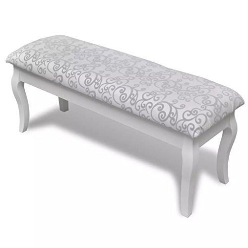 CGTOLOS Banco Acolchado para tocador, 2 plazas,Taburete Pie De Cama, Bancos para Cocina, Blanco 110 cm