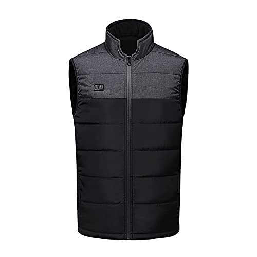 Chaleco con calefacción por USB, chaqueta eléctrica unisex con 3 niveles de calefacción, 4 zonas de calefacción para montar a caballo, esquí, pesca, actividades al aire libre, tamaños S-5XL, Negro, L