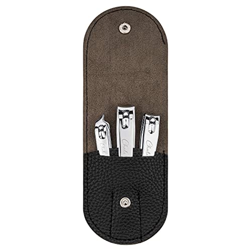 Chali® Juego de Cortauñas 3 Piezas con Estuche, Cortador de Uñas Acero Inoxidable 8cm 7,5cm 6cm para Manos y Pies - Corta Uñas para Hombres y Mujeres