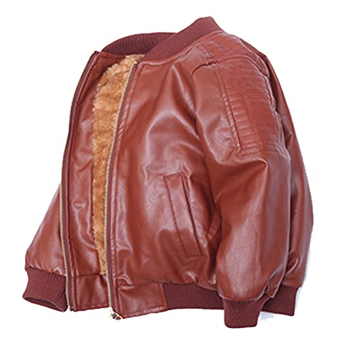 Chaqueta de cuero para niños Bomber para motociclistas, café, 100 cm