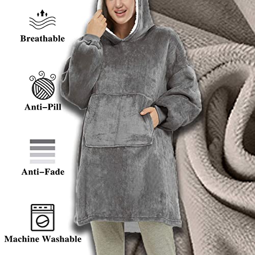 CheChury Manta con Capucha Mujer Sudadera Calentita Grande Pullover Mullido de Doble Capa Manta de TV Súper Suave y Cálida Suave de Forro Polar Sherpa Cálida para Mujeres Hombres Adolescentes