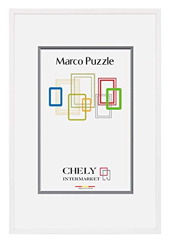 CHELY INTERMARKET | 28B3A | Marco de Puzzle (Mod-295) 50x70 cm Blanco| Estilo galería | Marco de Madera para Decoración de Puzzles en salón de casa, Habitaciones, oficinas de Trabajo.(1,95)