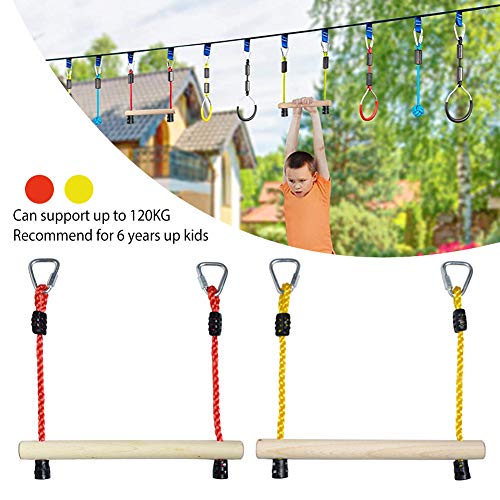 Chen0-super Jungle Gyms Barras de Mono Ninja para niños, Trapecio Barras de oscilación Accesorios de obstáculos Flojos Escalada Slacklines Equipo de Entrenamiento Kit de Curso de Entrenamiento niños