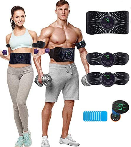 CHENAN Electroestimulador Muscular Abdominales Aparatos para Hacer Ejercicio casa,Abdominales electroestimulacion,USB Recargable EMS Estimulador,Gym en casa,Tóner Muscular Pantalla LCD