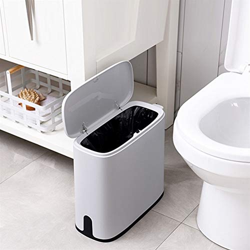 chenran Accesorios Multifunción 11L de plástico de Tipo Estrecho Bote de Basura Inodoro Cubo de Basura Basurero Cesta de Basura Cubo de Basura Cepillo Cepillo Limpieza Regalo (Color : Gray Cloud)