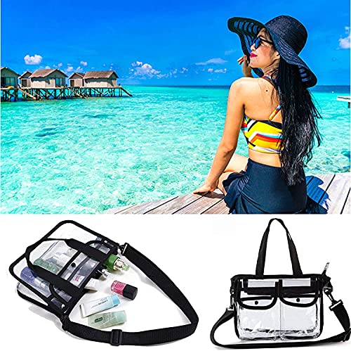 CHENYI Bolso Transparente, Bolsa de Aseo Impermeables para Viajes en la Playa, Organizador para Productos Cosméticos Grande y con Bandolera