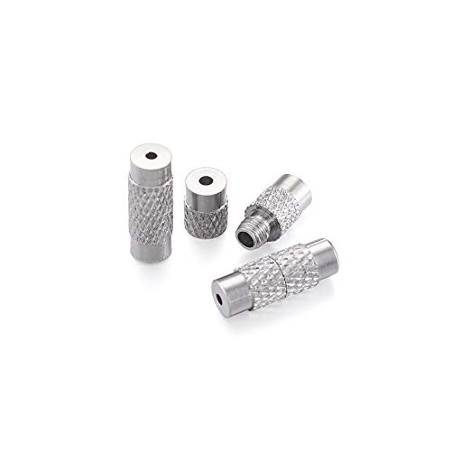 Cheriswelry 100 juegos de cierres de rosca de latón con rosca de platino, tubo de columna de barril, punta de extremo para pulsera y agujero: 1 mm