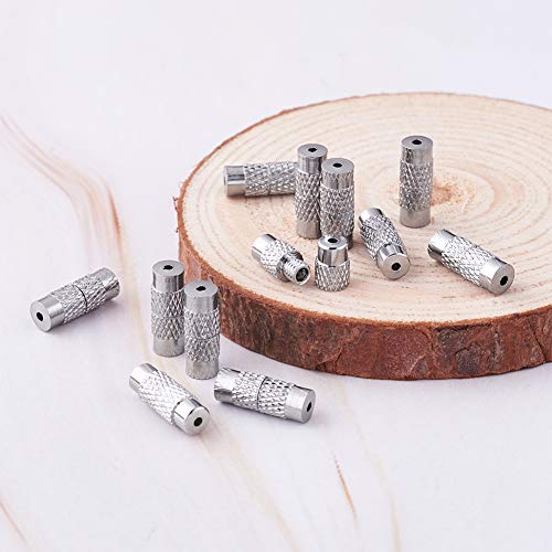 Cheriswelry 100 juegos de cierres de rosca de latón con rosca de platino, tubo de columna de barril, punta de extremo para pulsera y agujero: 1 mm