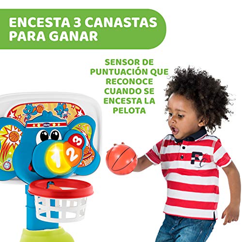 Chicco Canasta de Baloncesto Electrónica Para Niños con Efectos de Luz y Sonido, Altura Ajustable, Pelota Incluida – Juguete Basket 123 Interactivo Para Niños de 18 Meses a 5 Años