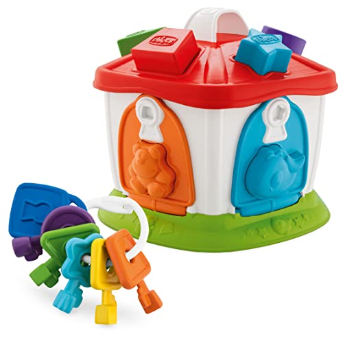 Chicco Casita de los Animales 2 en 1, Cubo de Actividades con Niveles de Dificultad Creciente, Juego Educativo con Llaves Coloridas y Formas de Plástico – Juguete para Bebés de 1-4 Años