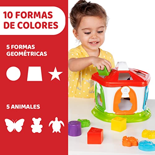 Chicco Casita de los Animales 2 en 1, Cubo de Actividades con Niveles de Dificultad Creciente, Juego Educativo con Llaves Coloridas y Formas de Plástico – Juguete para Bebés de 1-4 Años