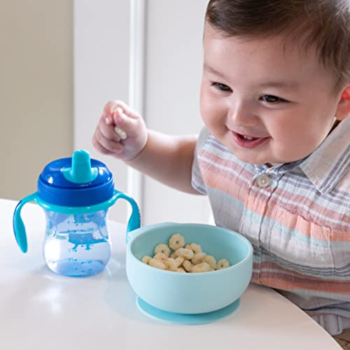 Chicco Easy Bowl, Bol de Silicona para Bebés con Base de Ventosa, Cuenco Suave para Comida Semilíquida con Asa Ergonómica, Apto para Lavavajillas y Microondas, Bebés +6 Meses, Azul Claro